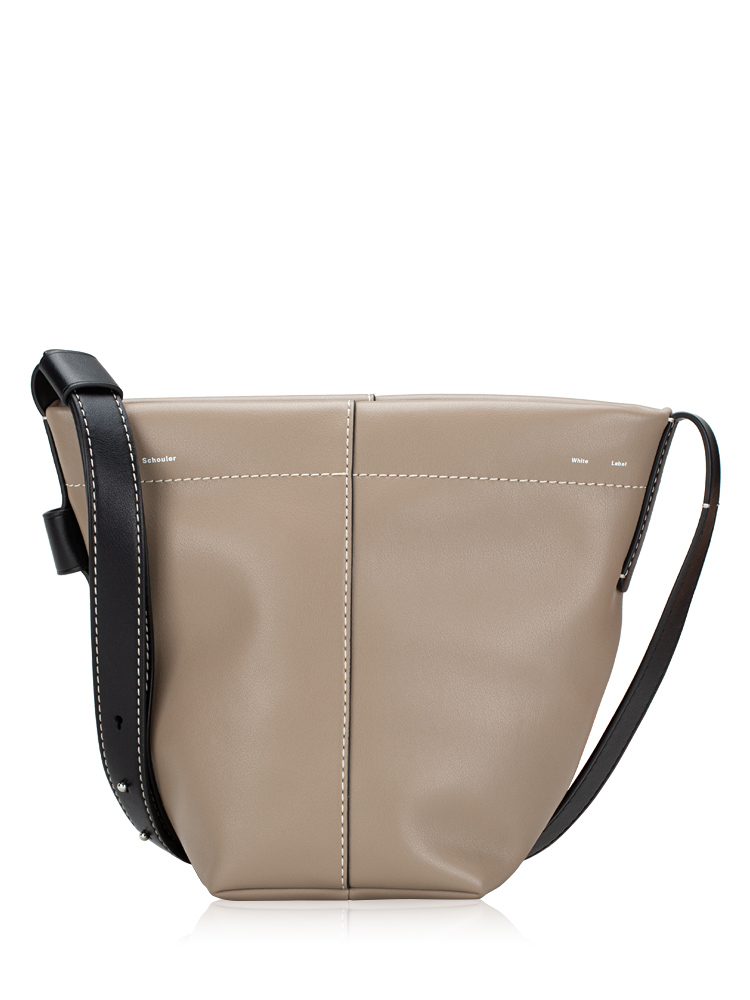 White Label Leather Barrow Mini Bucket Bag Clay