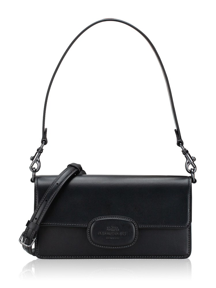 CT851 Eliza Leather Flap Crossbody Black