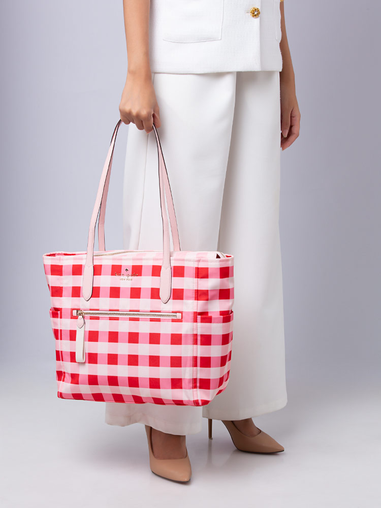 Chelsea Gingham Large Satchel Pink Multi