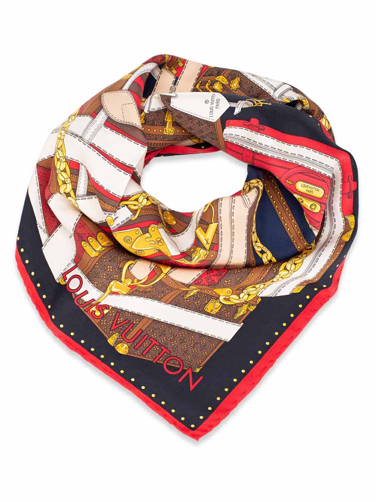 Silk Luggage 70 Square Scarf Black Multicolor