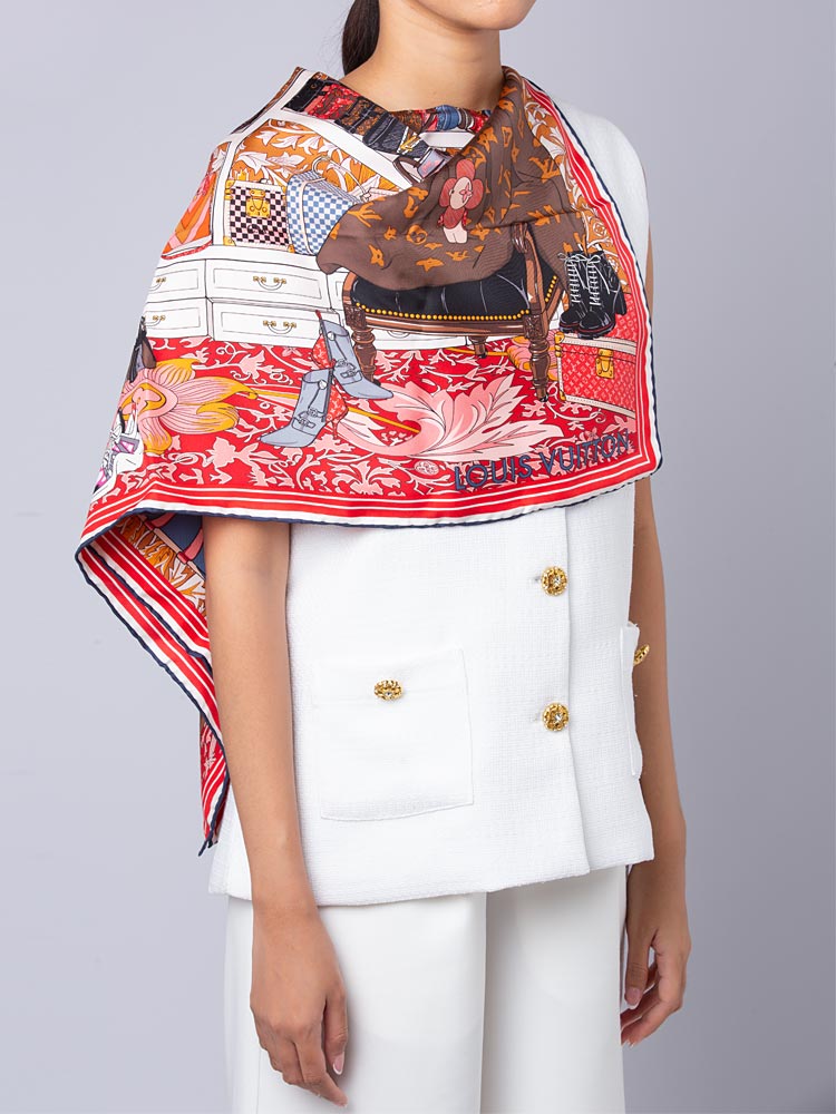 Silk Prive Square Scarf Beige