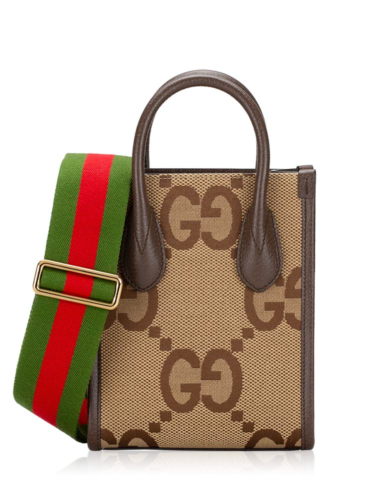 Jumbo GG Vertical Mini Tote Camel Ebony
