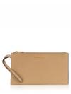 Jet Set Travel Leather Large Top Zip Wristlet Camel