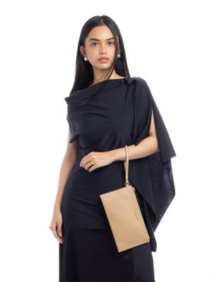 Jet Set Travel Leather Large Top Zip Wristlet Camel