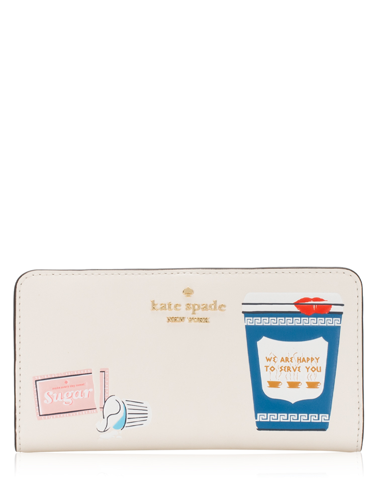 Other Coffee Break Large Slim Bifold Wallet Cream Multi