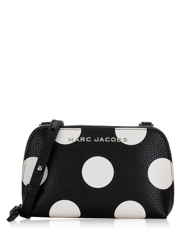 4F4SMN019S02 Bold Polkadot Mini Crossbody Black White