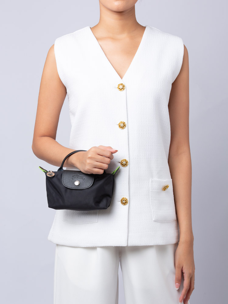 Le Pliage Green Pouch With Handle Noir