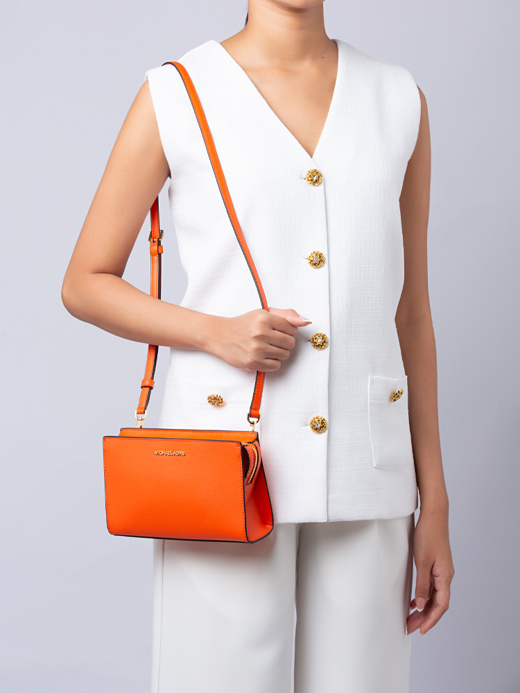 Sheila Saffiano Small Zip Crossbody Poppy