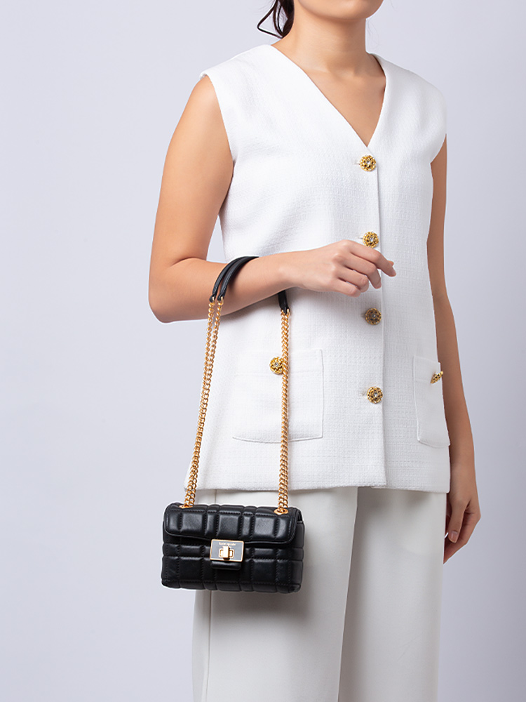 Evelyn Quilted Small Crossbody Bag Black