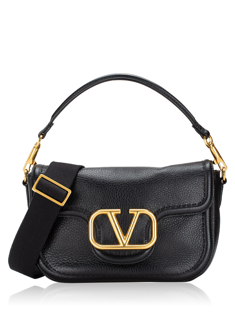 Soft Grainy Calfskin Alltime Shoulder Bag Black