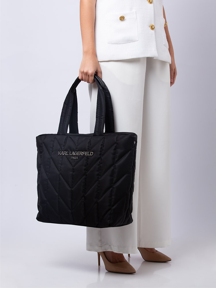 LH3AE8CA Voyage Quilted Nylon Tote Black