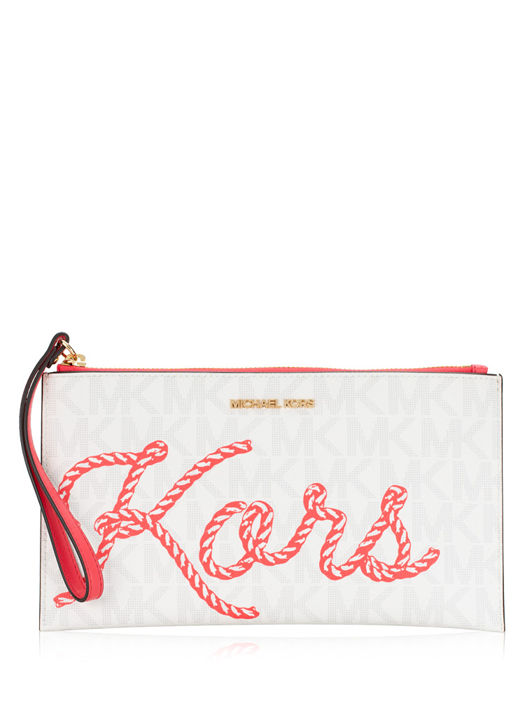 Jet Set Monogram Large Zip Clutch Wristlet Geran Multi