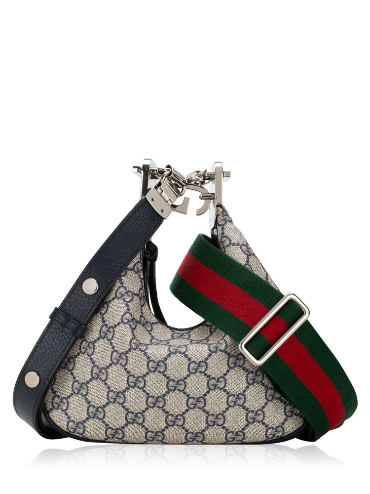 GG Supreme Web Attache Small Shoulder Bag Beige Blue