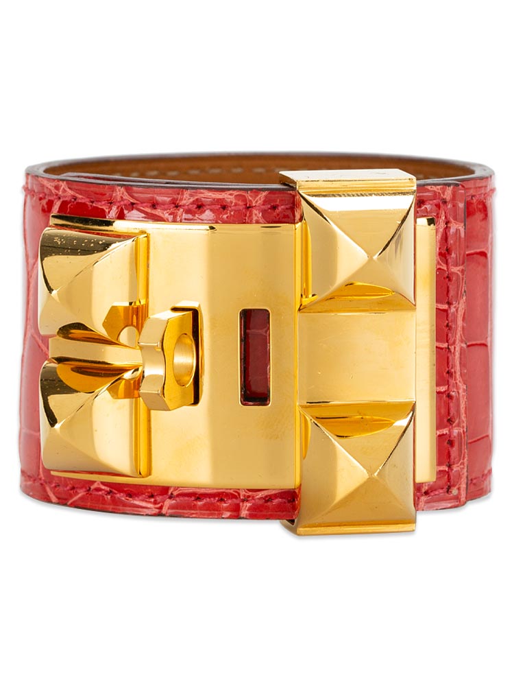 Shiny Alligator Collier De Chien CDC Bracelet Rouge Casaque Size S