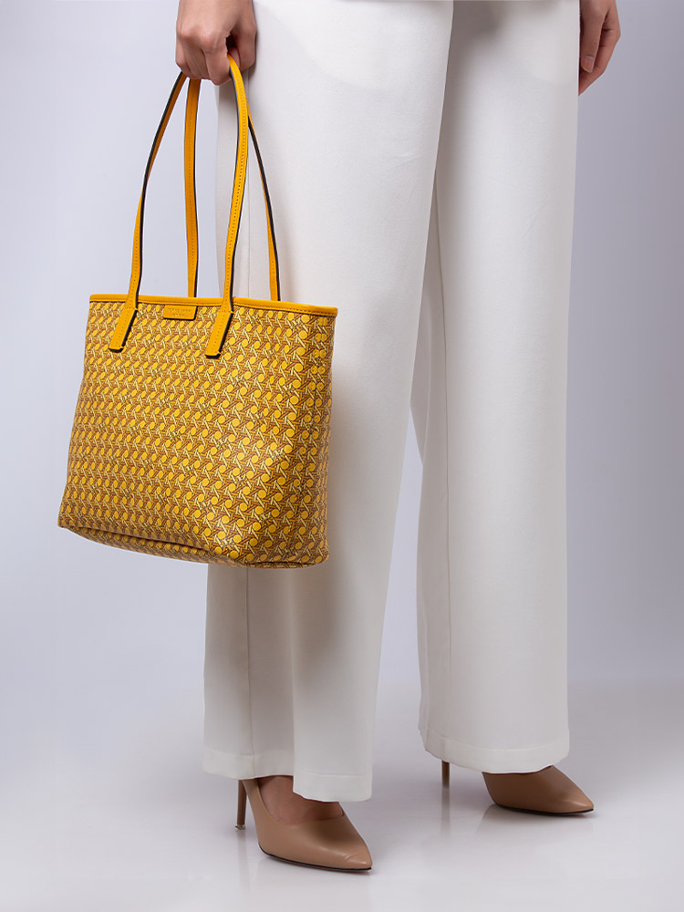 Small Basketweave Tote Sunset Glow