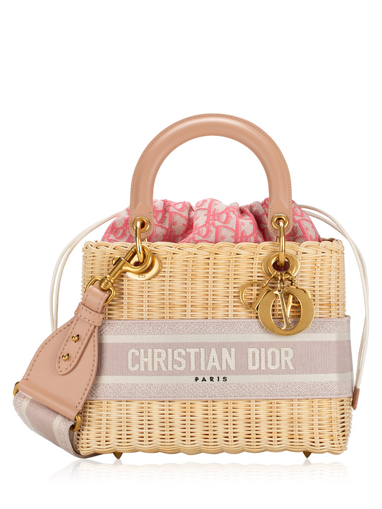 Wicker Oblique Medium Lady Dior Rose Multicolor
