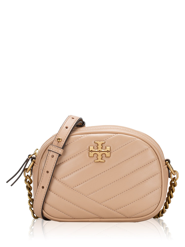 Kira Chevron Leather Small Camera Bag Devon Sand