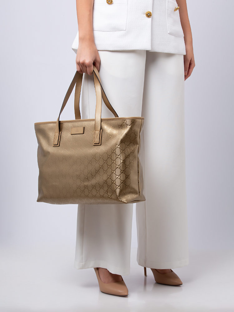 GG Imprime Medium Tote Gold