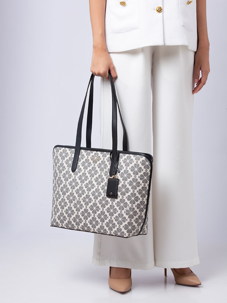 Signature Spade Flower Large Tote Black Multi