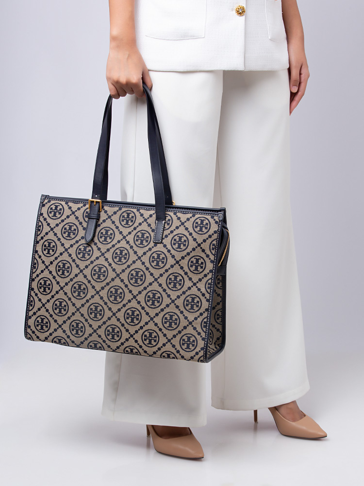 T Monogram Tote Tory Navy
