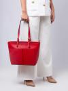 Jet Set Leather Medium Pocket Tote Bright Red