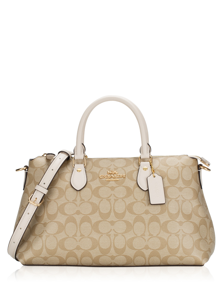 CR157 Signature Georgia Satchel Light Khaki Chalk