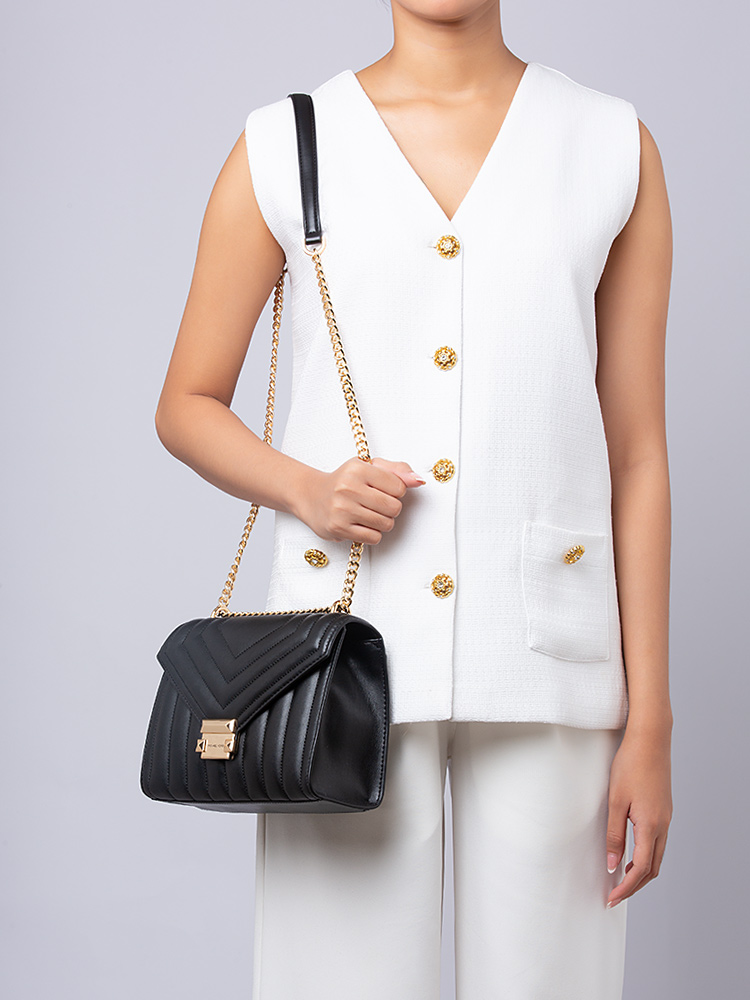 Whitney Quilted Medium Shoulder Bag Black