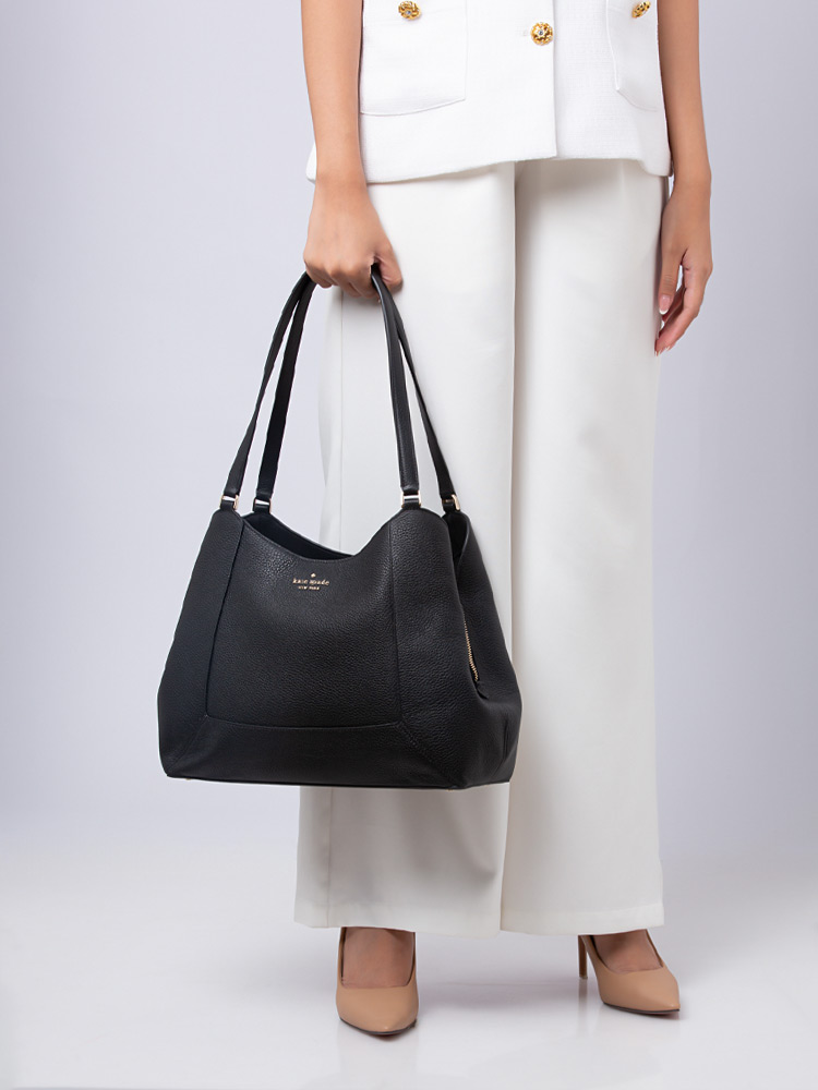 Lena Triple Compartment Shoulder Bag Black