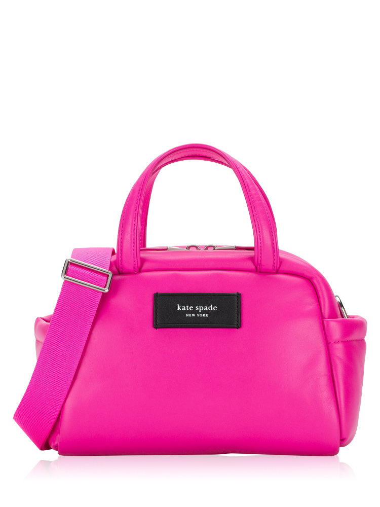 Puffed Leather Satchel Magenta