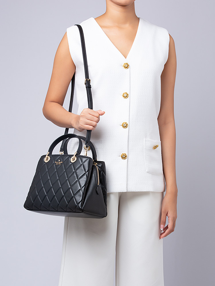 Carey Quilted Sullivan Satchel Black