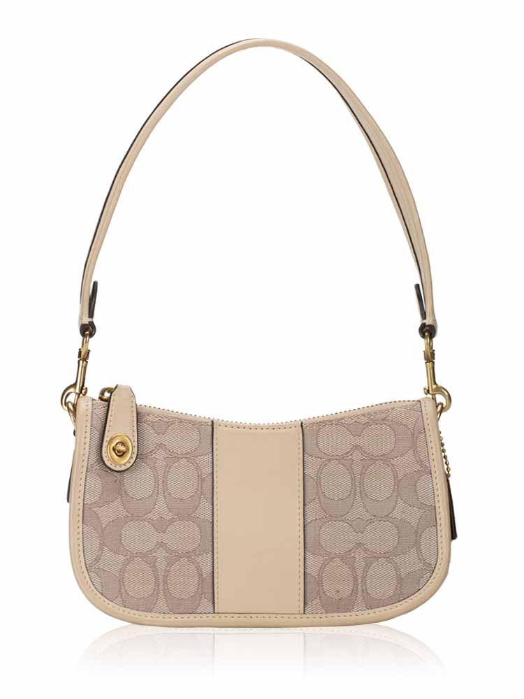 C2325 Signature Jacquard Swinger 20 Shoulder Bag Stone Ivory