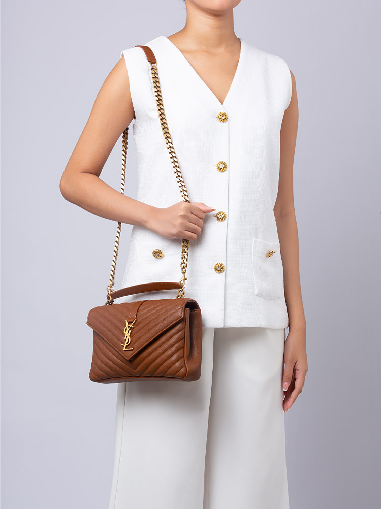 Monogram College Medium Shoulder Bag Brick