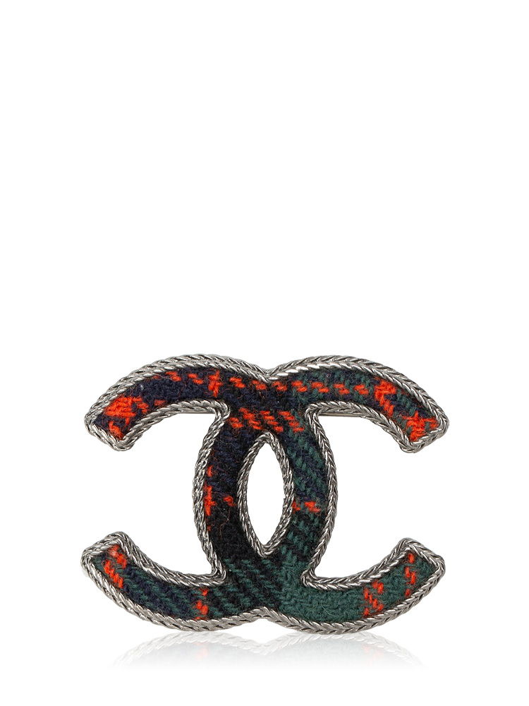 Tweed CC Brooch Silver Multicolor