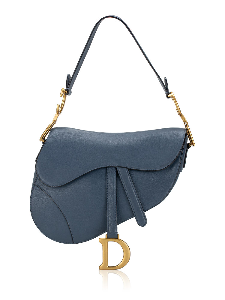Goatskin Medium Saddle Bag Sky Blue