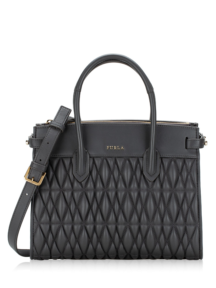 Cometa Quilted Leather Satchel Grey