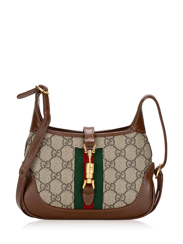 GG Supreme Calfskin Web Jackie 1961 Mini Hobo Beige Ebony Brown Sugar