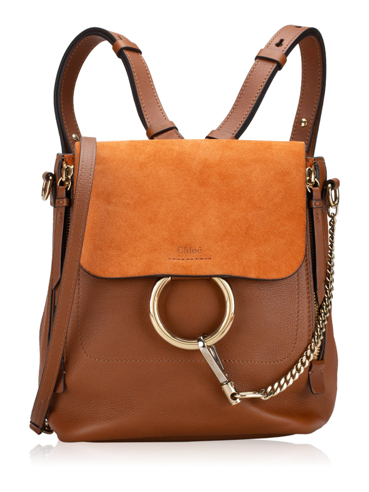 Suede Calfskin Faye Small Backpack Tan