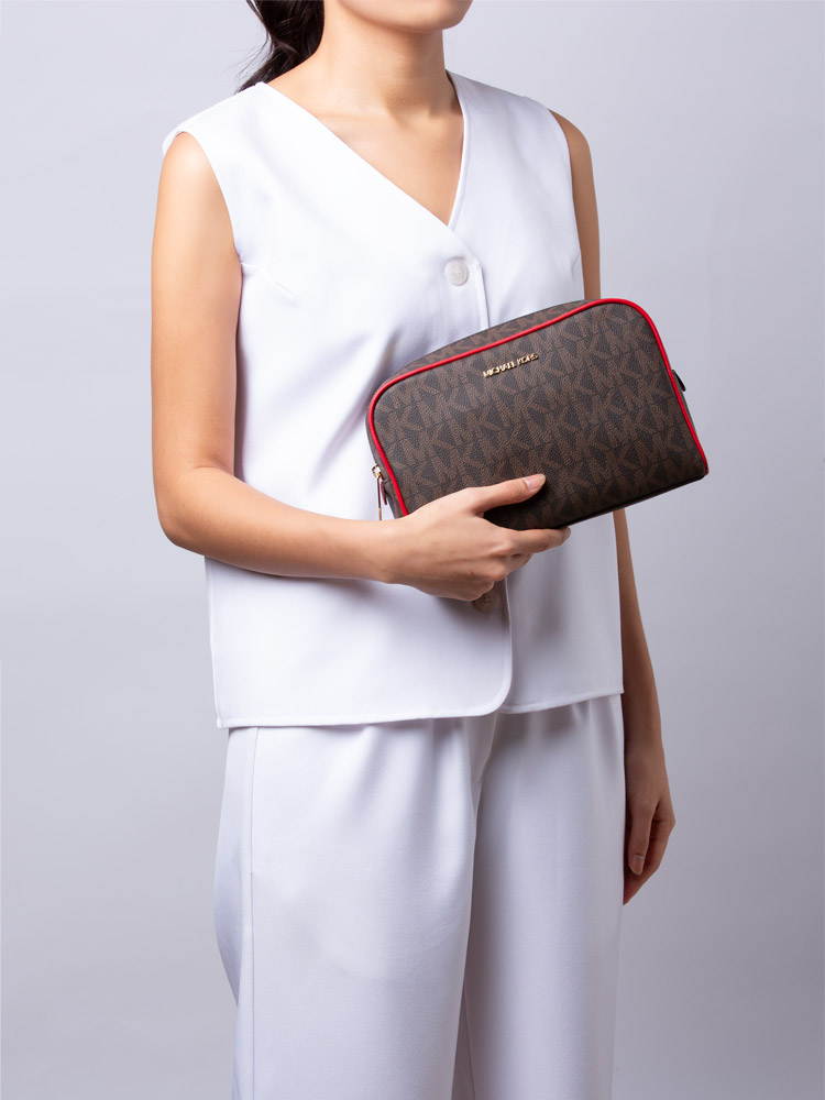 Monogram Large 2in1 Travel Pouch Crimson