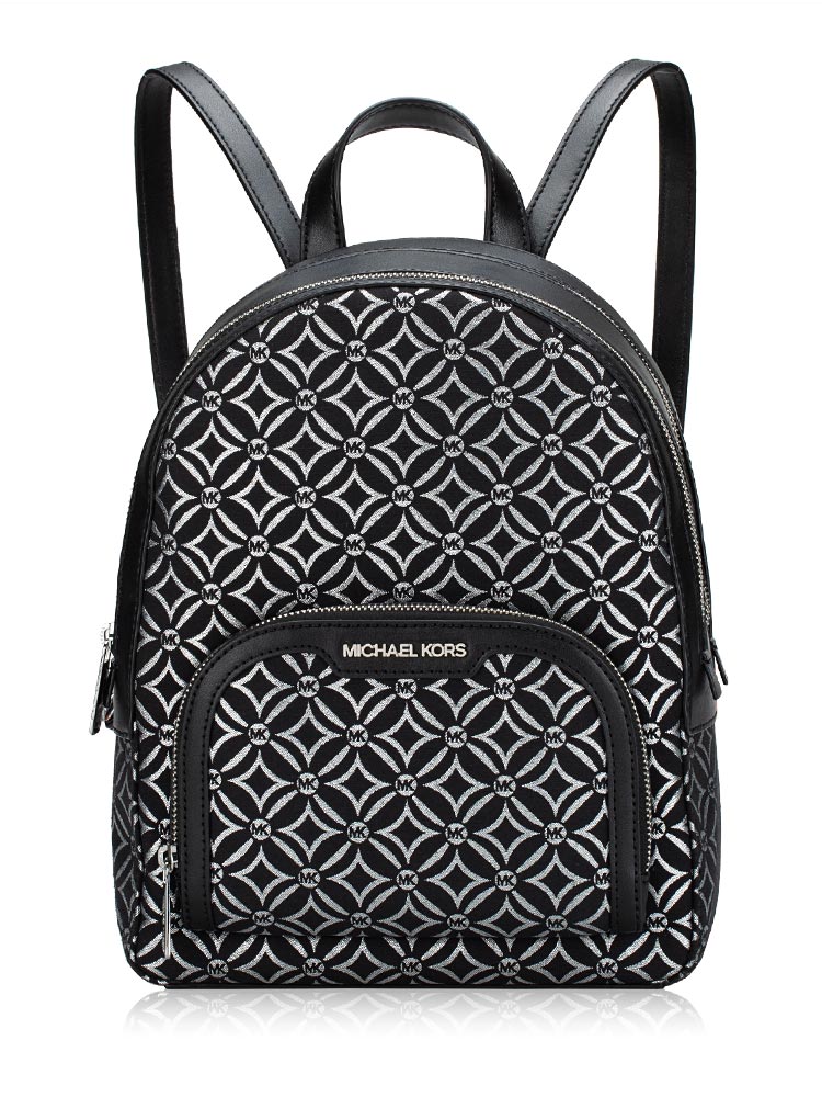 Signature Flower Jaycee Medium Backpack Black Silver