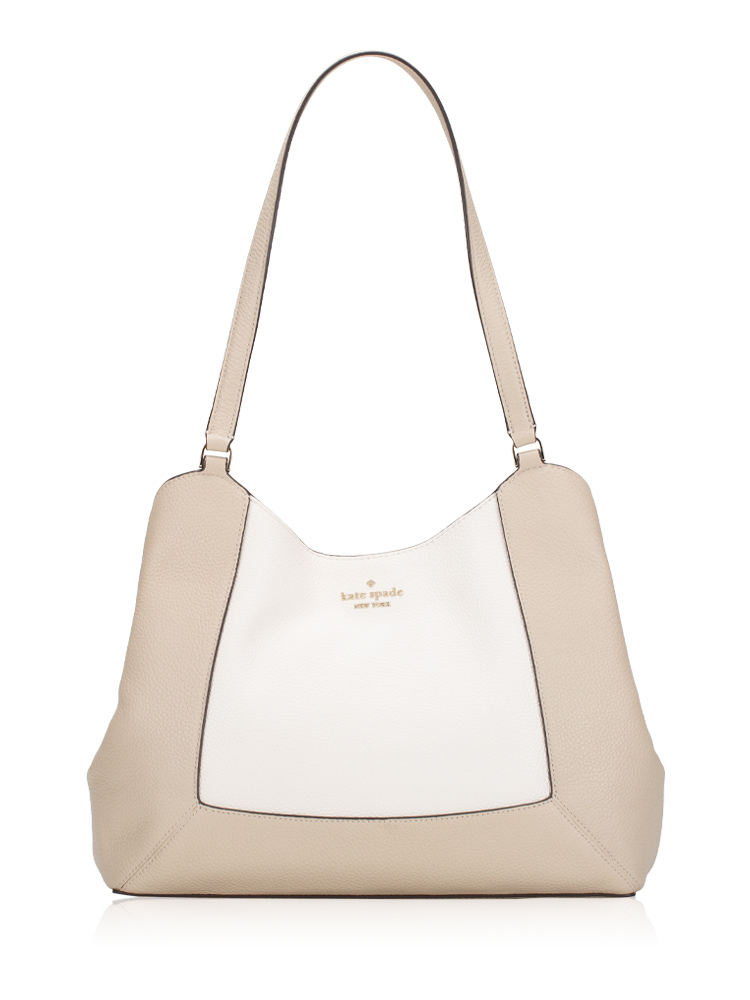 Lena Colorblock Triple Compartment Shoulder Bag Light Sand