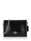 CR237 Crocodile Embossed Slim Crossbody Black
