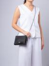 CR237 Crocodile Embossed Slim Crossbody Black