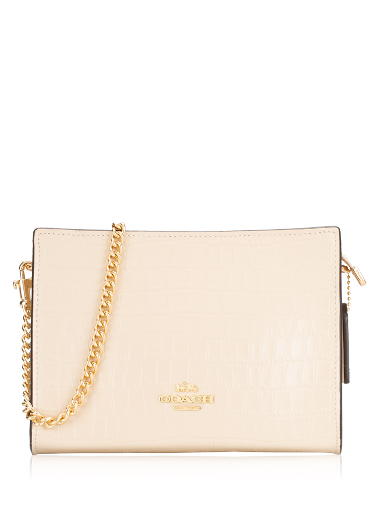 CR237 Crocodile Embossed Slim Crossbody Ivory