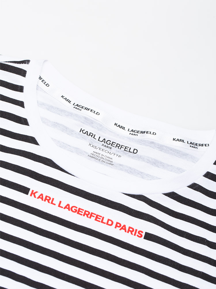 Stripe T-Shirt White Black Sz XXS