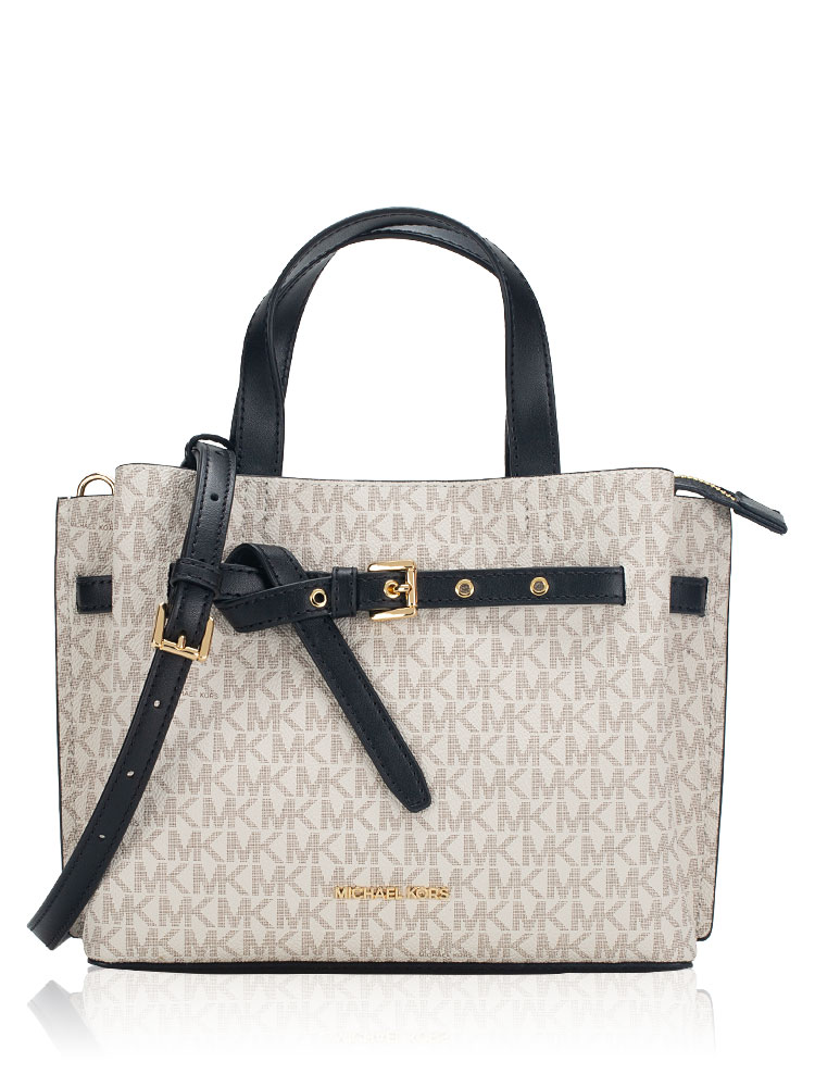 Signature Emilia Small Satchel Vanilla Black