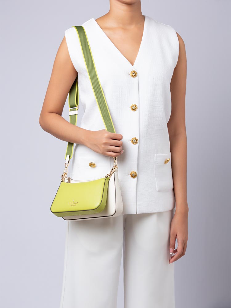 Duet Colorblock Leather Crossbody Fern Moss