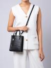 H017L01RE22 Micro Croc Embossed Grind Tote Black
