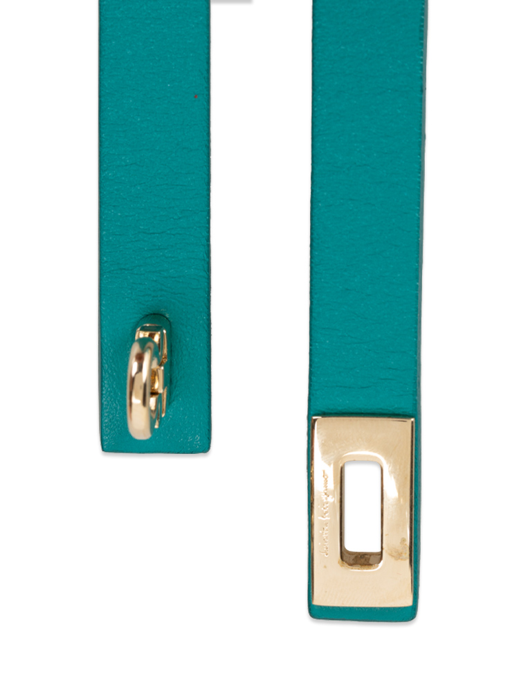 Calfskin Gancini Lock Double Wrap Bracelet Aqua Green