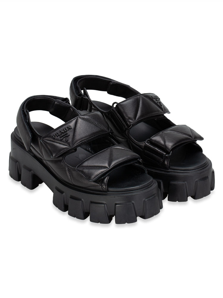 1X439N Nappa Soft Metal Padded Monolith 55mm Slingback Sandals Nero Sz 40