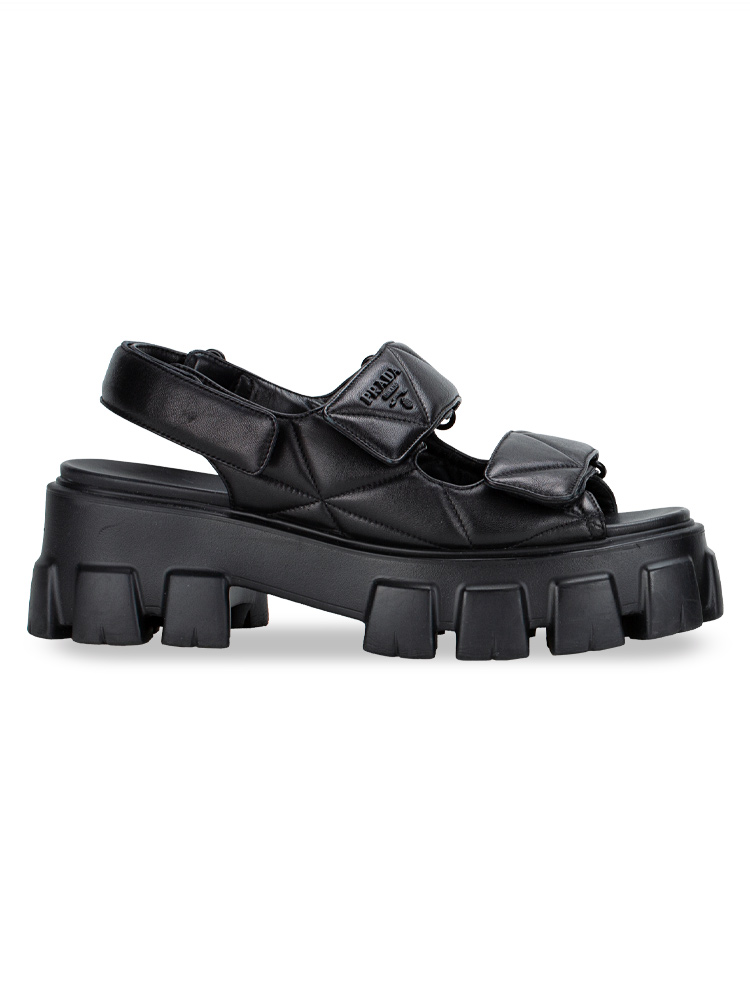 1X439N Nappa Soft Metal Padded Monolith 55mm Slingback Sandals Nero Sz 40
